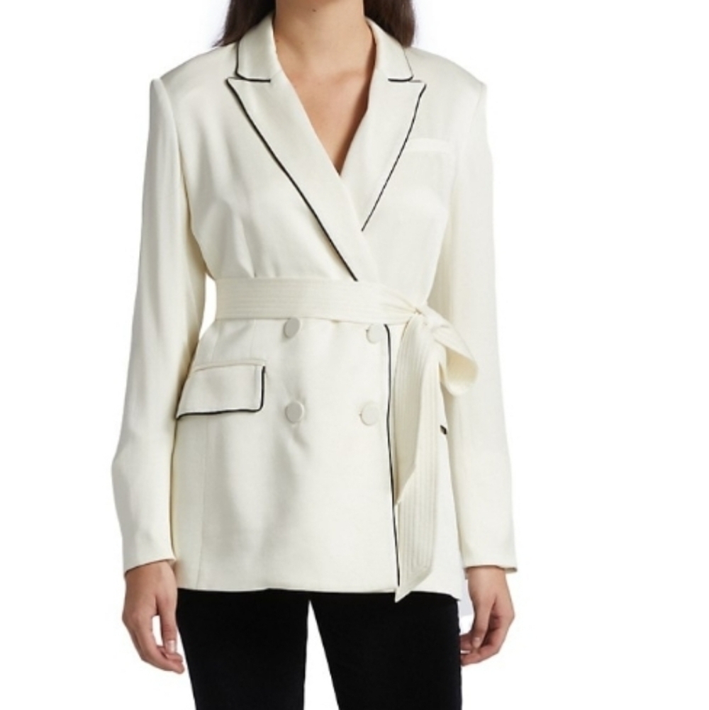 Veronica Beard Eiza Belted Jacket Winter White - Picture 2 of 12